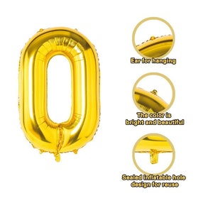 50th Birthday Balloons, Gold Number 50 Birthday and Anniversary Party Decoration, Milestone Celebration image 3