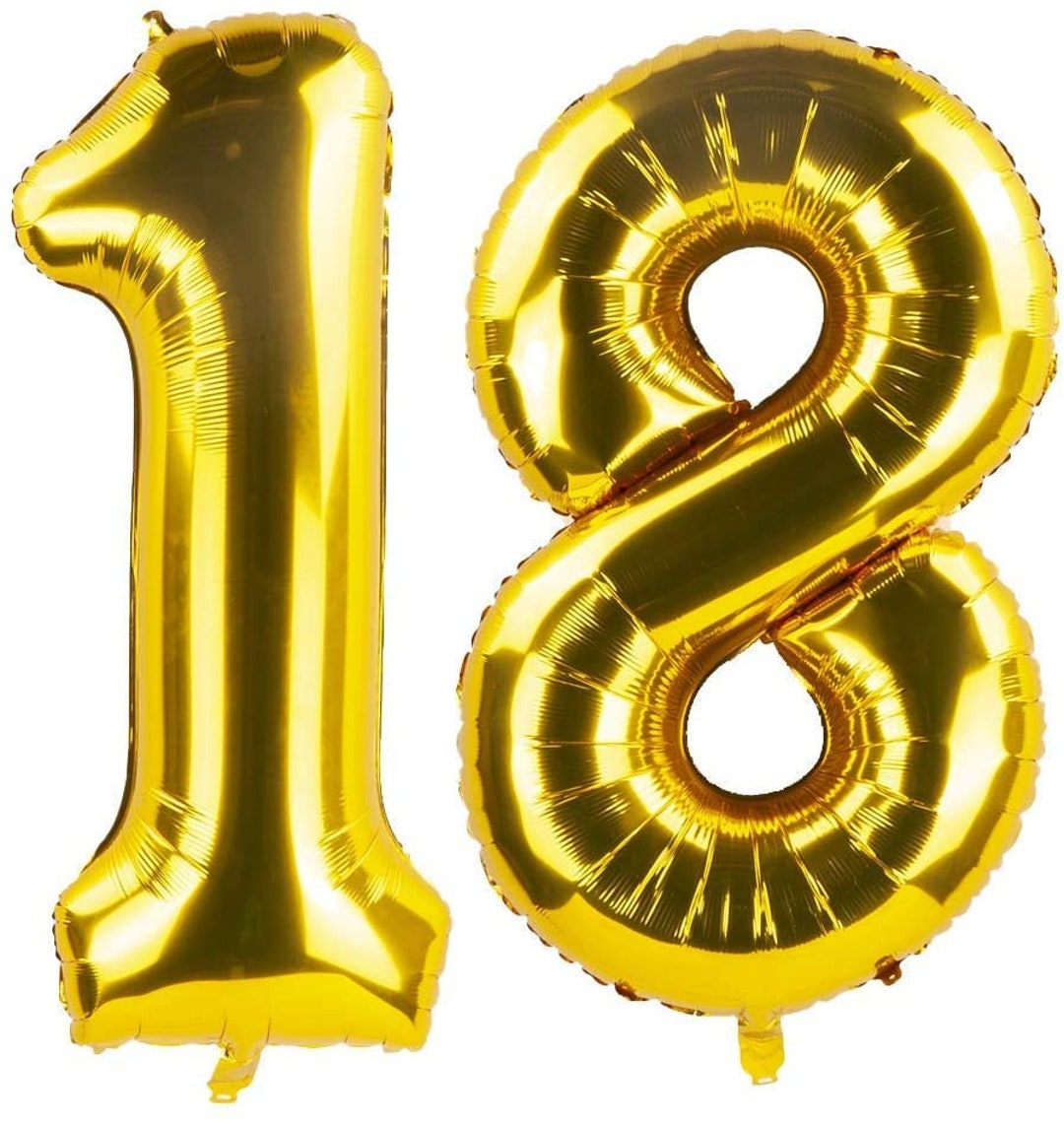 18 Number Balloon 18th Birthday Decorations Gold Balloons Birthday