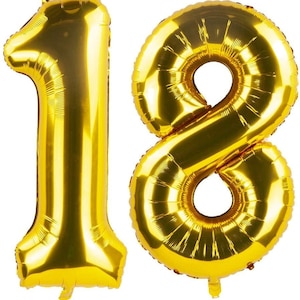 18 Number Balloon 18th Birthday Decorations Gold Balloons Birthday Balloons 18 Years Old Birthday Decoration 18 Anniversary Decoration