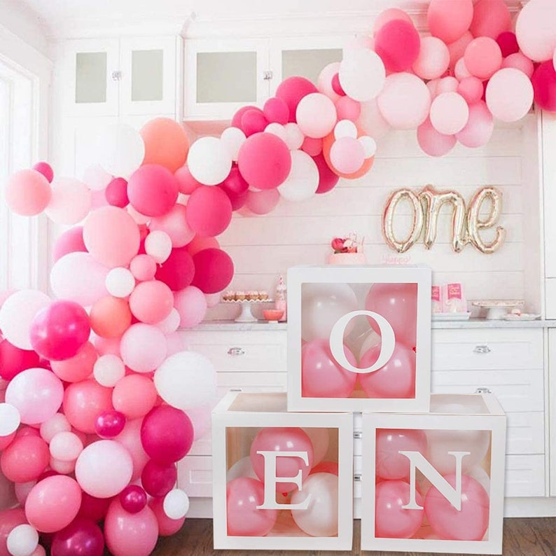 A-Z 0-9 Custom balloon box Personalised blocks Boy Girl Baby Shower Christmas decor Party DecorTransparent Cardboard Box & Letters, Numbers image 6