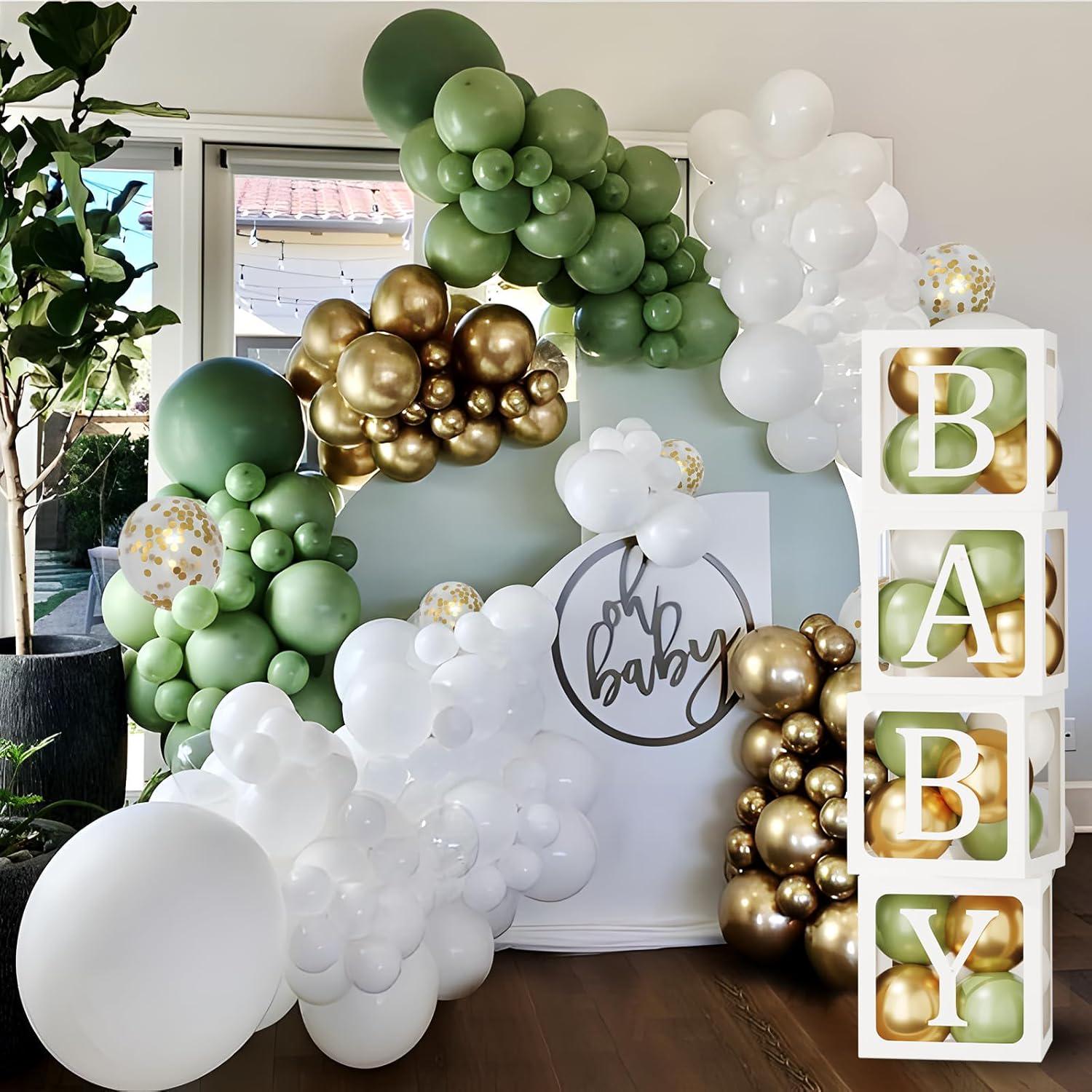 Scatole Cubo Per Baby Shower Con Finestra | Set 4 Pezzi 30x30x30 Cm Con Lettere BABY | Per Rivelazione Genere E Decorazioni