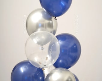 10 or 20pcs 12" Navy with Silver Balloons Navy balloons Happy Birthday Balloons Team Bride  Bridal Shower Decoration Baby shower balloons