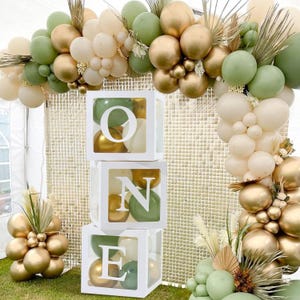 One Box 1st Birthday Decoration  White Clear One Balloon Boxes  First Birthday Photo prop Decoration  One Balloon Box Cake Smash Backdrop