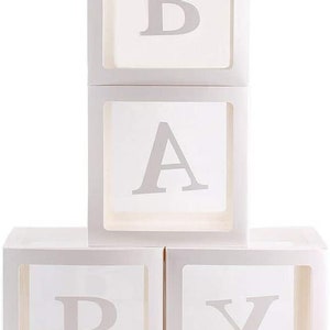 A-Z 0-9 Custom balloon box Personalised blocks Boy Girl Baby Shower Christmas decor Party DecorTransparent Cardboard Box & Letters, Numbers image 5