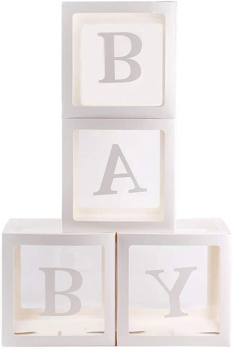 A-Z 0-9 Custom balloon box Personalised blocks Boy Girl Baby Shower Christmas decor Party DecorTransparent Cardboard Box & Letters, Numbers image 5