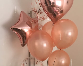 Rose Gold decoration ,14 pcs Rose Gold BALLOON BOUQUET,  Rose gold BALLOONS, Hen Party Balloons, wedding balloon ,Birthday decoration.