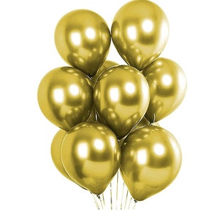 5 o 10 palloncini dorati da 12", palloncini cromati dorati, palloncini per compleanni, palloncini per spose, palloncini per addii al nubilato, palloncini per matrimoni, decorazioni per baby shower.