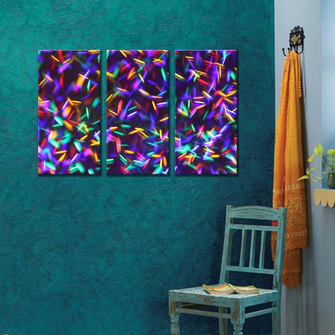 Abstract Colorful Triptych Wall Art Print 3 Panel Piece Etsy