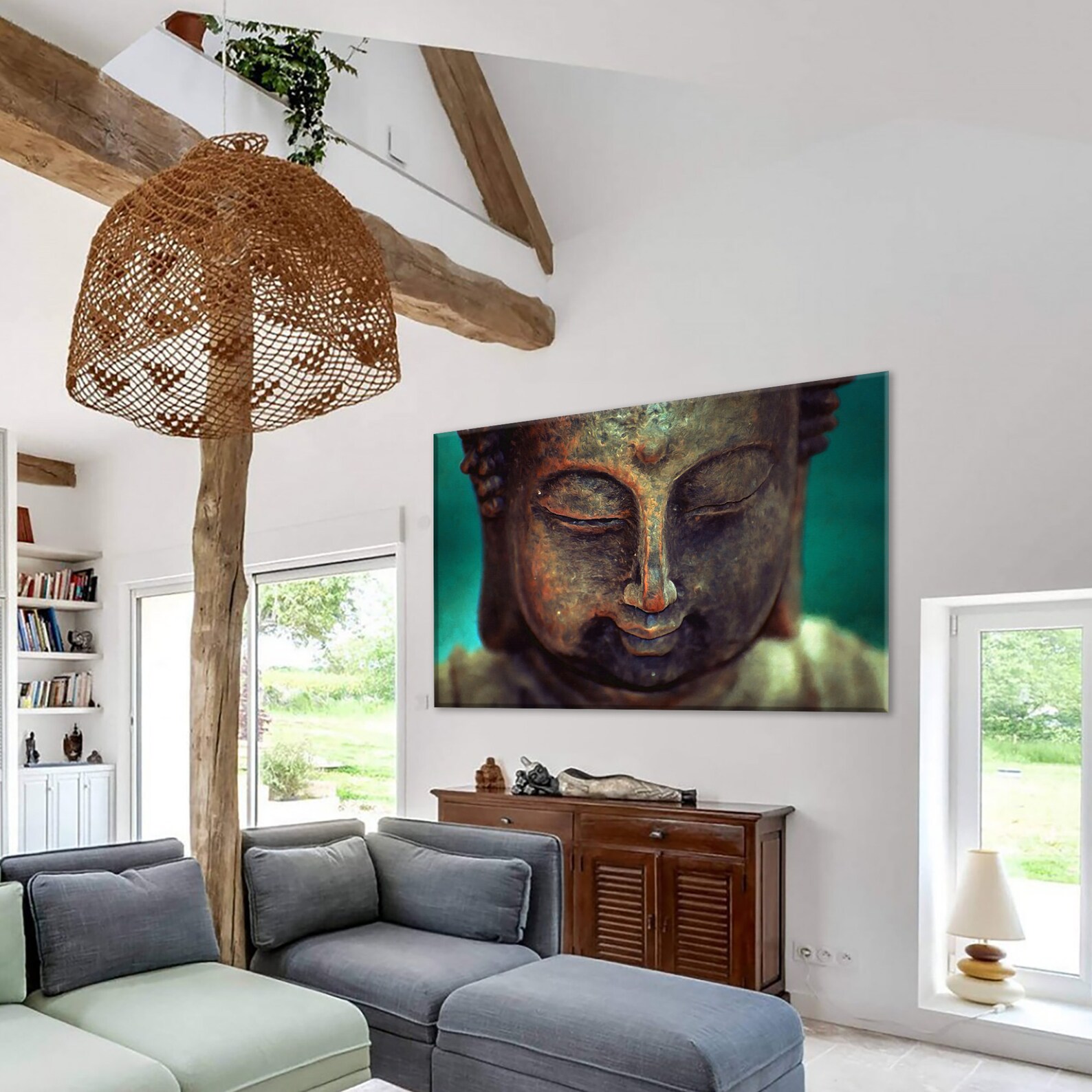 Buddha Statue Zen Canvas Wall Art Peace and Buddhism Print Art Etsy