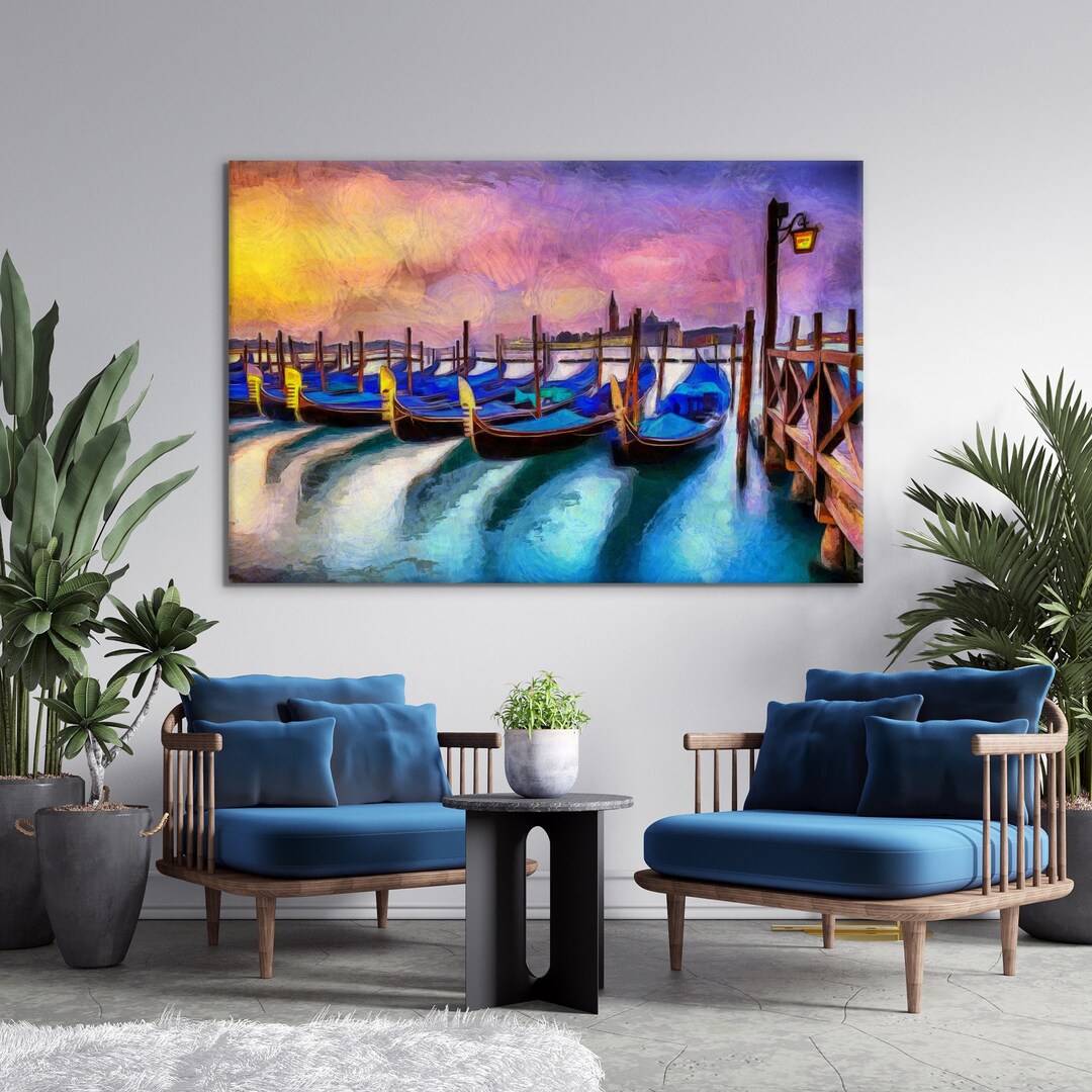 Landscape of Boats and Doges Palace Venice Extra Large Canvas - Etsy