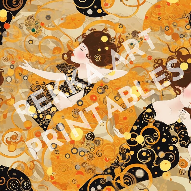 20 Gustav Klimt Inspired Design Printable Papers Scrapbook Papers