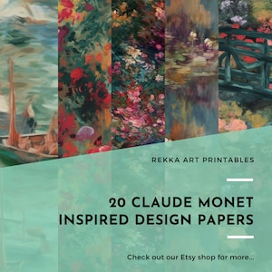 20 Claude Monet Inspired Design Printable Papers | Scrapbook Papers | Seamless Patterns | DIY Craft | Journal |  Impressionist | Decoupage