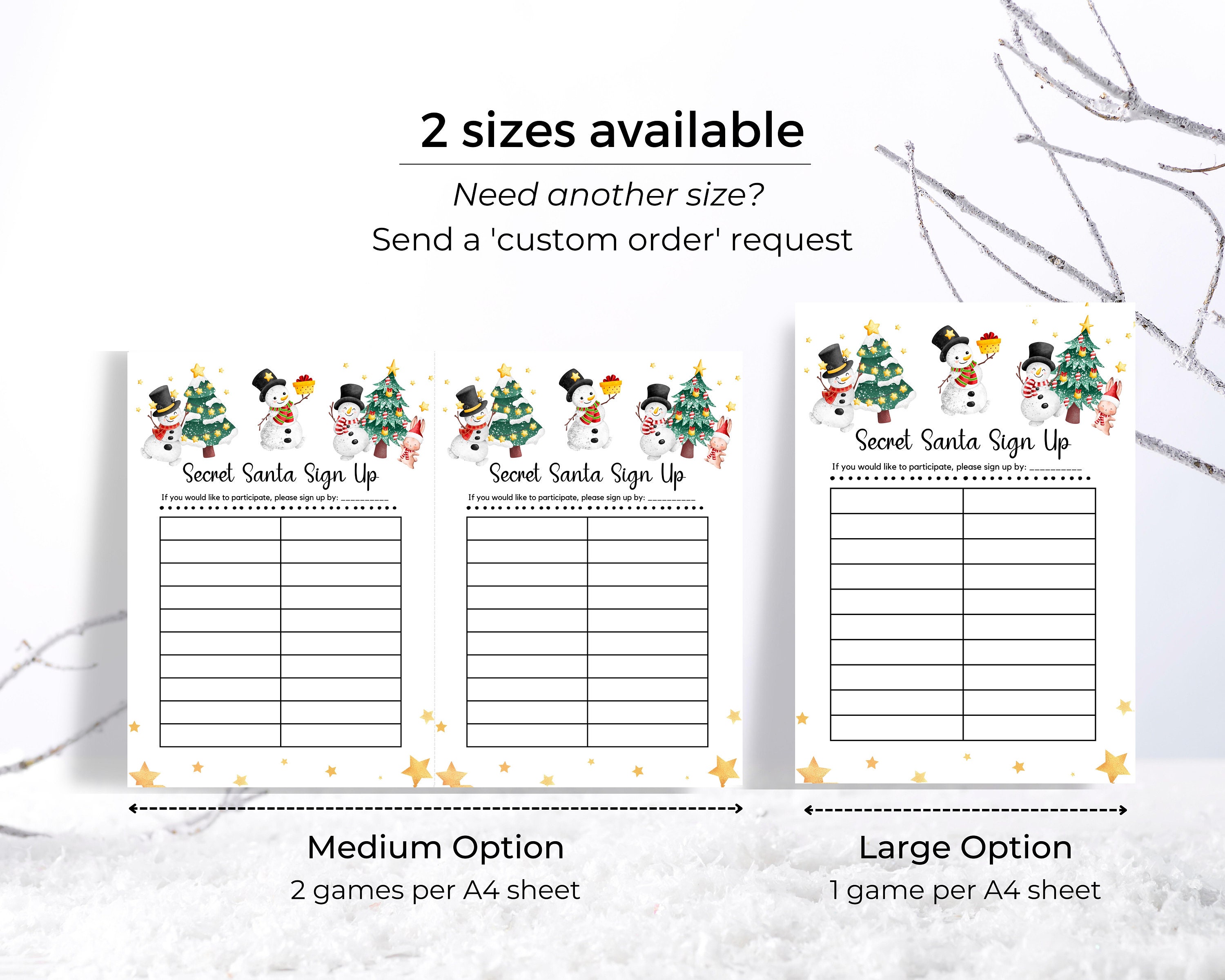 Secret Santa Sign up Sheet Secret Santa Exchange Secret Etsy UK