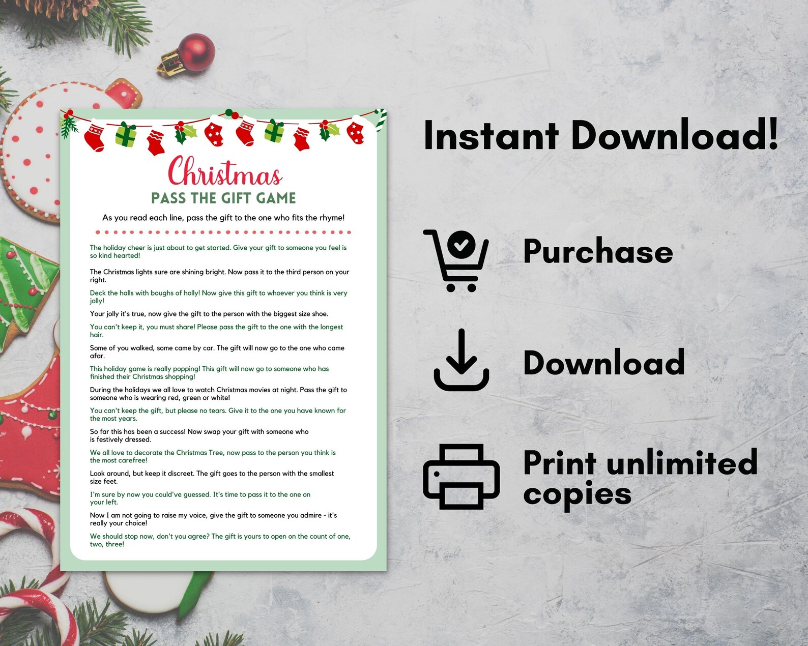 Pass the Gift Game for Christmas, Christmas Gift Exchange, Pass the