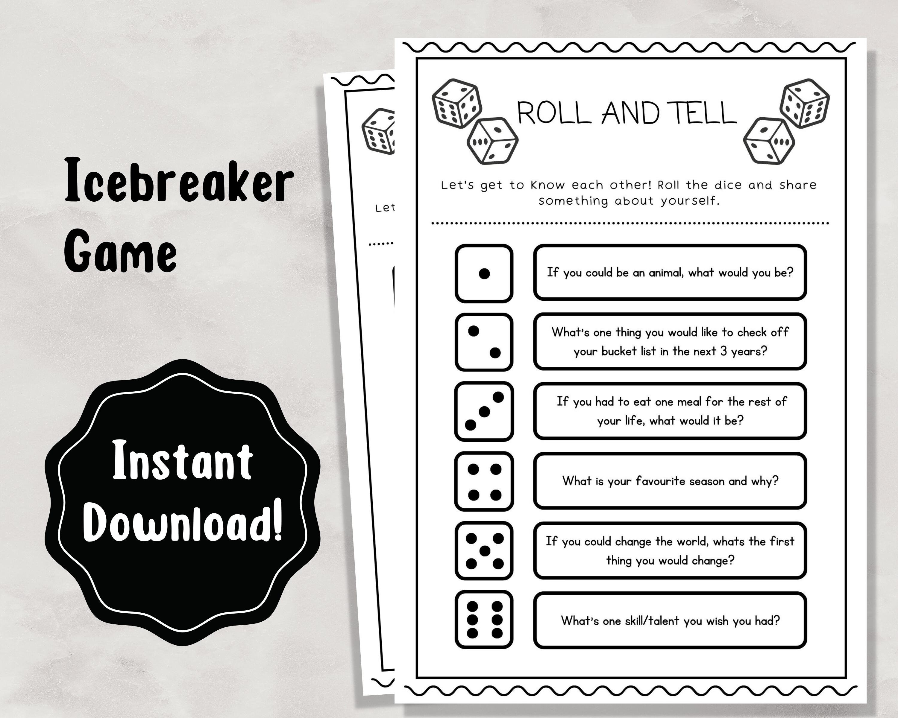 Roll And Tell Game Dicebreaker Dice Game Preschool Worksheets Dinner 