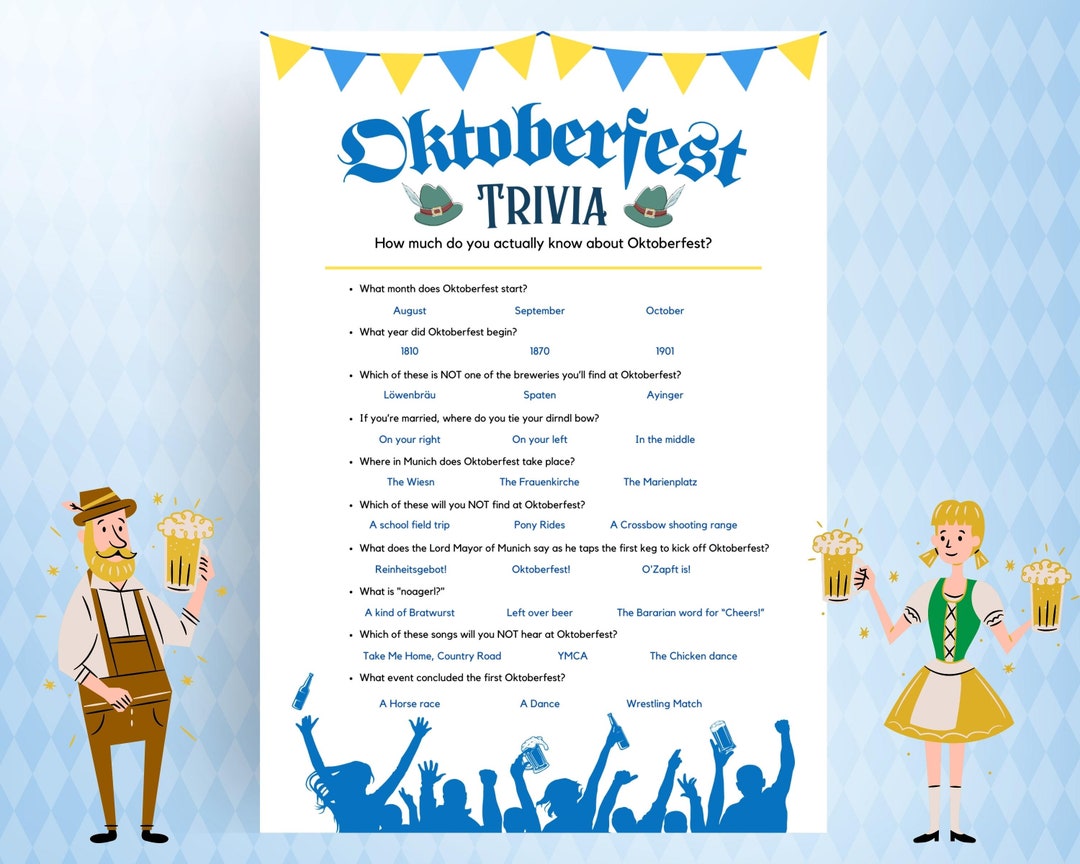 Oktoberfest Trivia Quiz, Oktoberfest Games, German Games, Oktoberfest