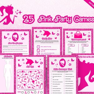 Pink Party Game Bundle, Doll Party, Pink Birthday games, Girly Games, Bachelorette Games  Pink Birthday Party, Reunion Party Games 019