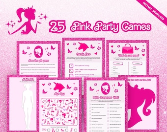 Pink Party Game Bundle, Doll Party, Pink Birthday games, Girly Games, Bachelorette Games  Pink Birthday Party, Reunion Party Games 019