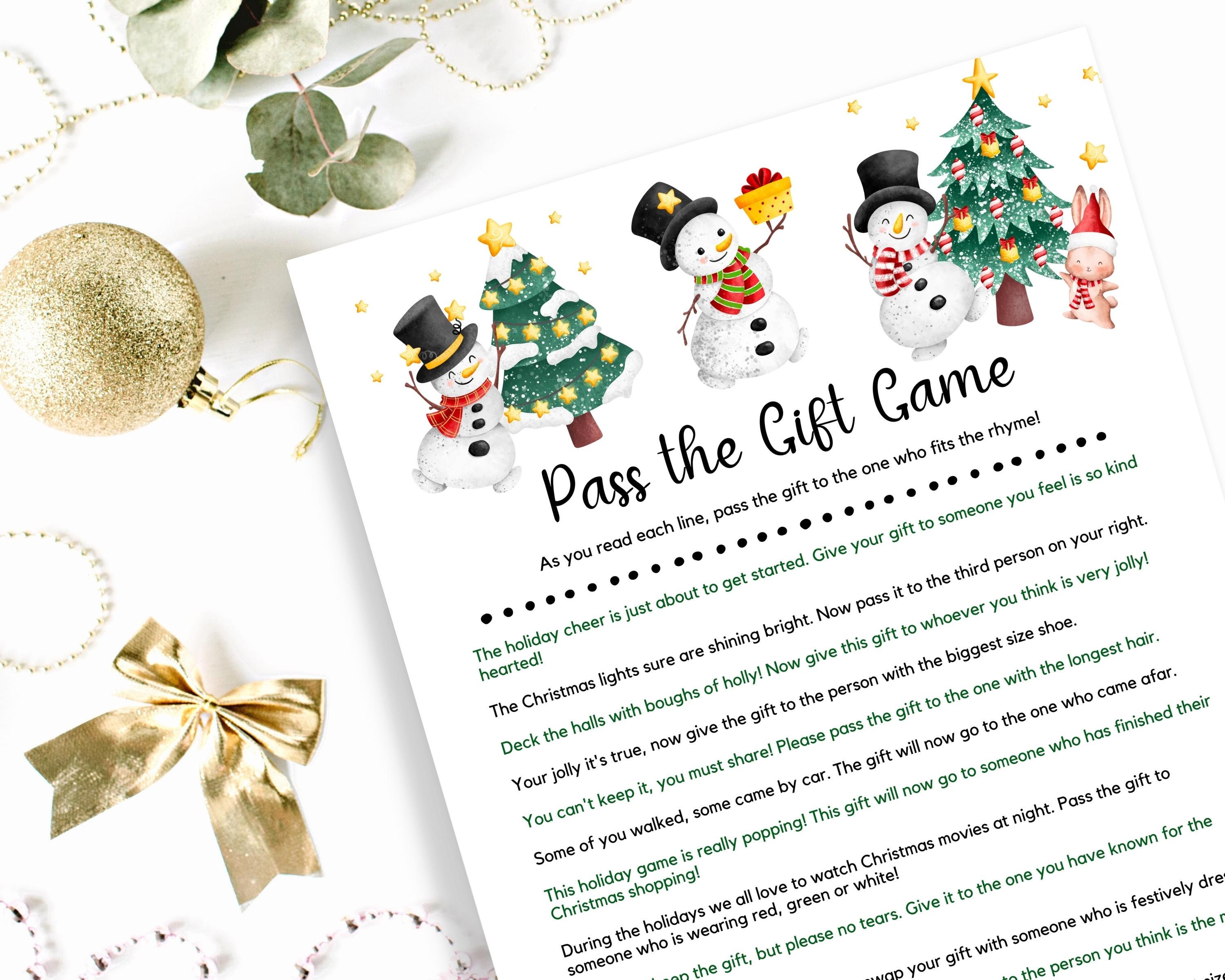 Pass the Gift Game for Christmas, Christmas Gift Exchange, Pass the