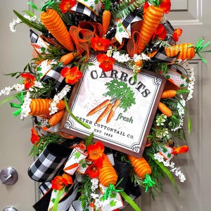 Handmade Spring Carrot Wreath - Rustic Easter Door Décor with Fresh Carrot Sign, Easter Wreath, Easter decor, Whimsical Easter Decor,