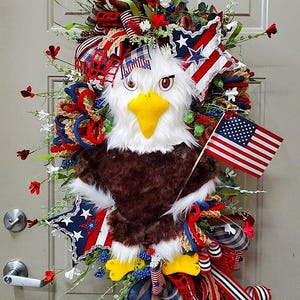 Patriotic Eagle-Themed Wreath - Handmade American Pride Decor, Summer Wreath, Farmhouse Wreath, Patriotic Wreath, Rustic Wreath