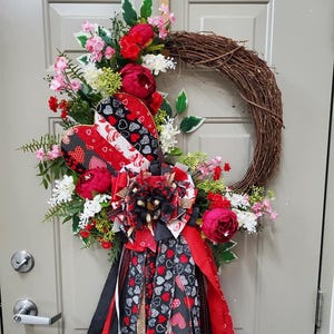 Valentine Wreath, Romance Wreath, Gift For Her, Love Wreath, Boho Country Wreath, Farmhouse Decor, Romantic Gift, XL Door Wreath, Wall Decor