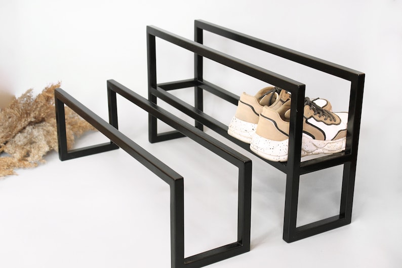 Metal Shoe Industrial 3 tier, Metal Shoe Rack, Schuhregal Modern,Minimal Shoe Rack, Entryway Organization for shoes, Metal Shoe Rack zdjęcie 6