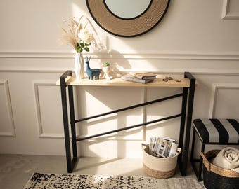 Modern Console Table | Entryway Console Table | Narrow Hallway Table | Industrial Sofa Table | 3 Design Options | Oak or Ash Wood