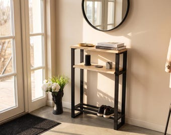 Live Edge Console Table | Rustic Entryway Table | Natural Wood Console | Narrow Hallway Table | Oak or Ash Wood | Modern Rustic Furniture