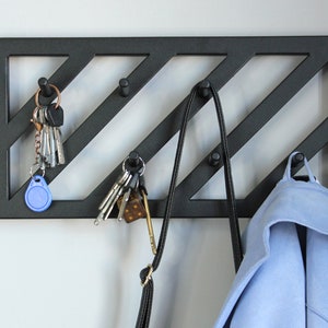 Entryway metal wall mount coat rack with hooks, Hallway clothing shelf, Clothes storage, Key holder, Unique metal decor, Wall Mount Hanger