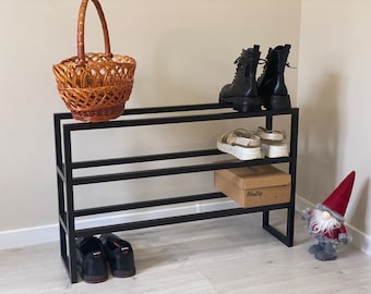 Metal Shoe Industrial 3 tier, Metal Shoe Rack, Schuhregal Modern,Minimal Shoe Rack, Entryway Organization for shoes, Metal Shoe Rack