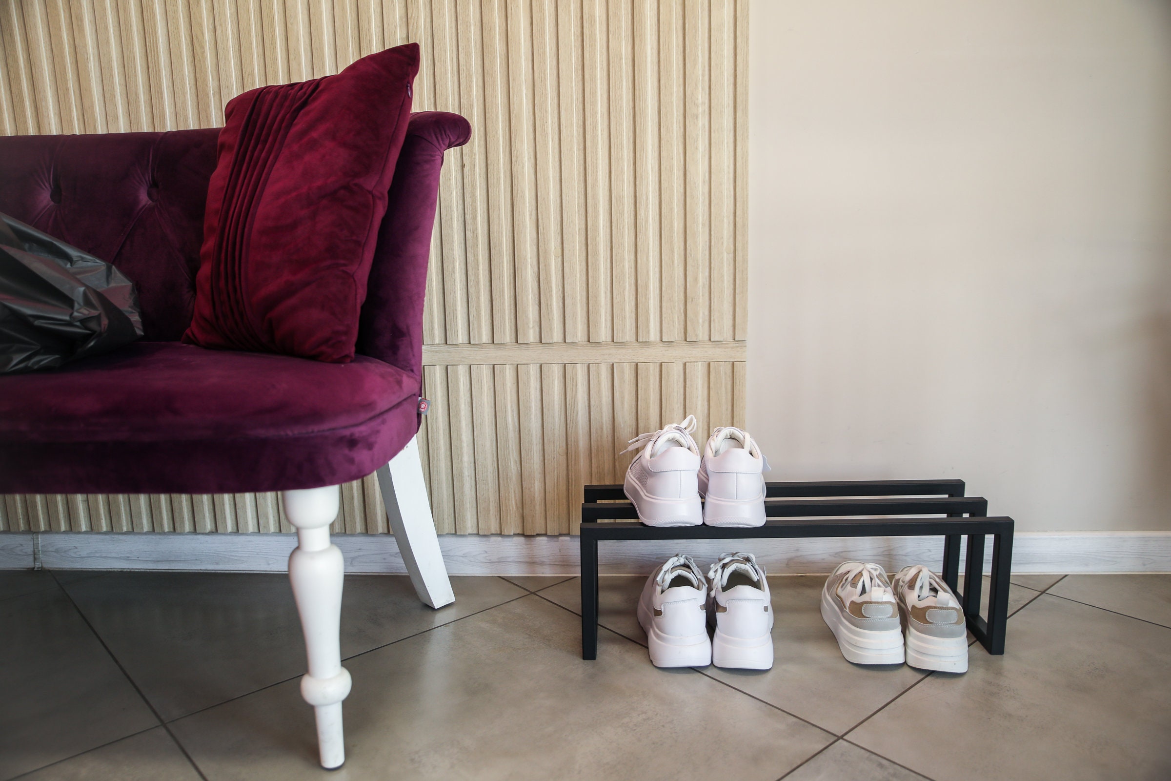 Zapatero industrial de metal: Organizador para recibidor tipo loft