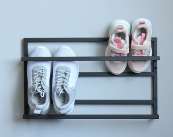 Entryway wall mount metal shoe rack Small farmhouse home decor Industrial schuhregal metal Modern hallway organizer Custom boot shelves gift