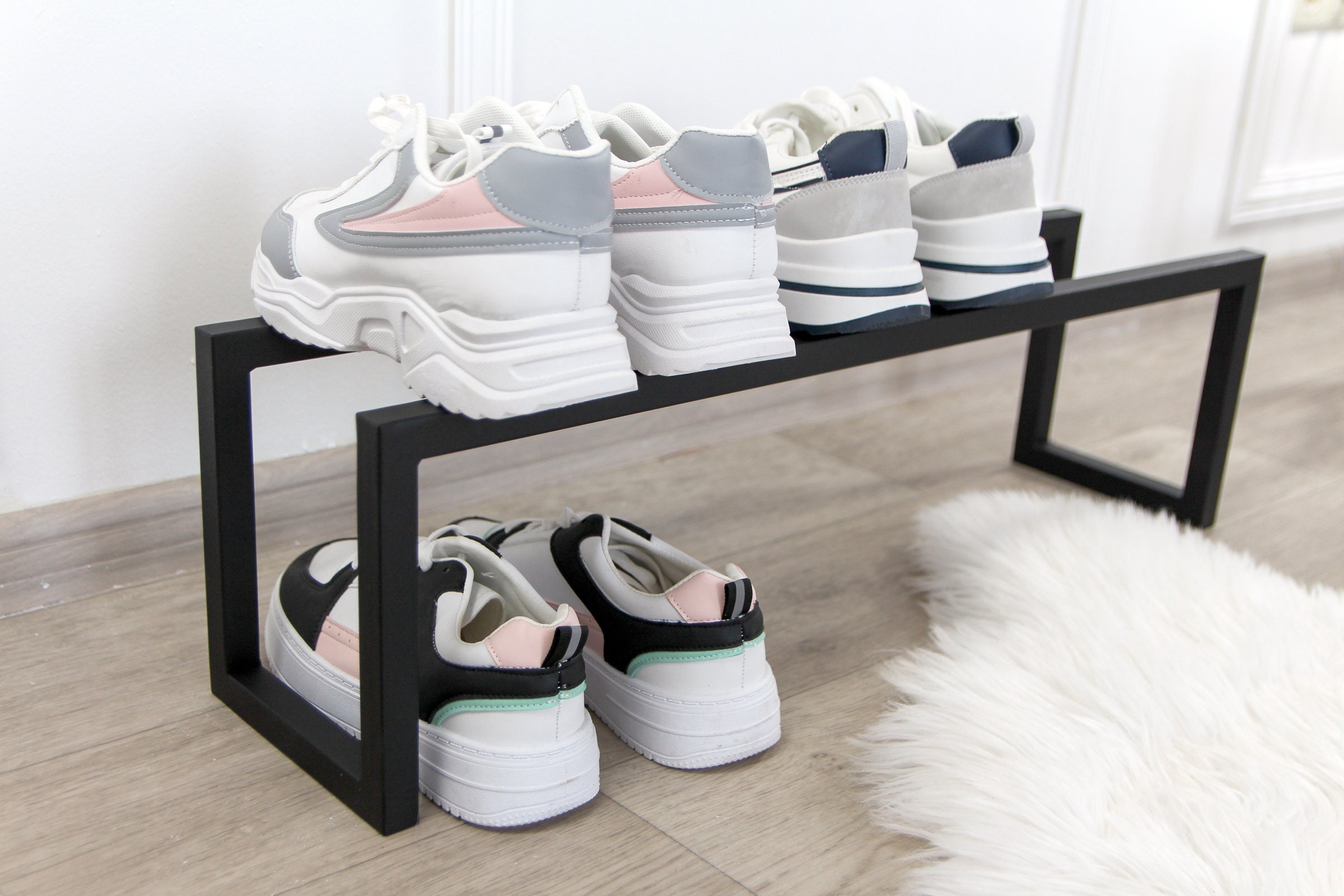 Metal Industrial Shoe Rack: Entryway Shoe Storage, Hallway Shelf