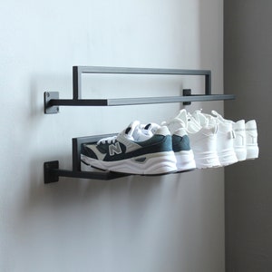 Wall mount metal shoe rack Entryway 2 set closet shoe shelf organizer Industrial custom shoe storage Unique hallway boot rack Black friday