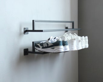 Wall Mount Metal Shoe Rack: Entryway Shoe Shelf Organizer, Industrial Design