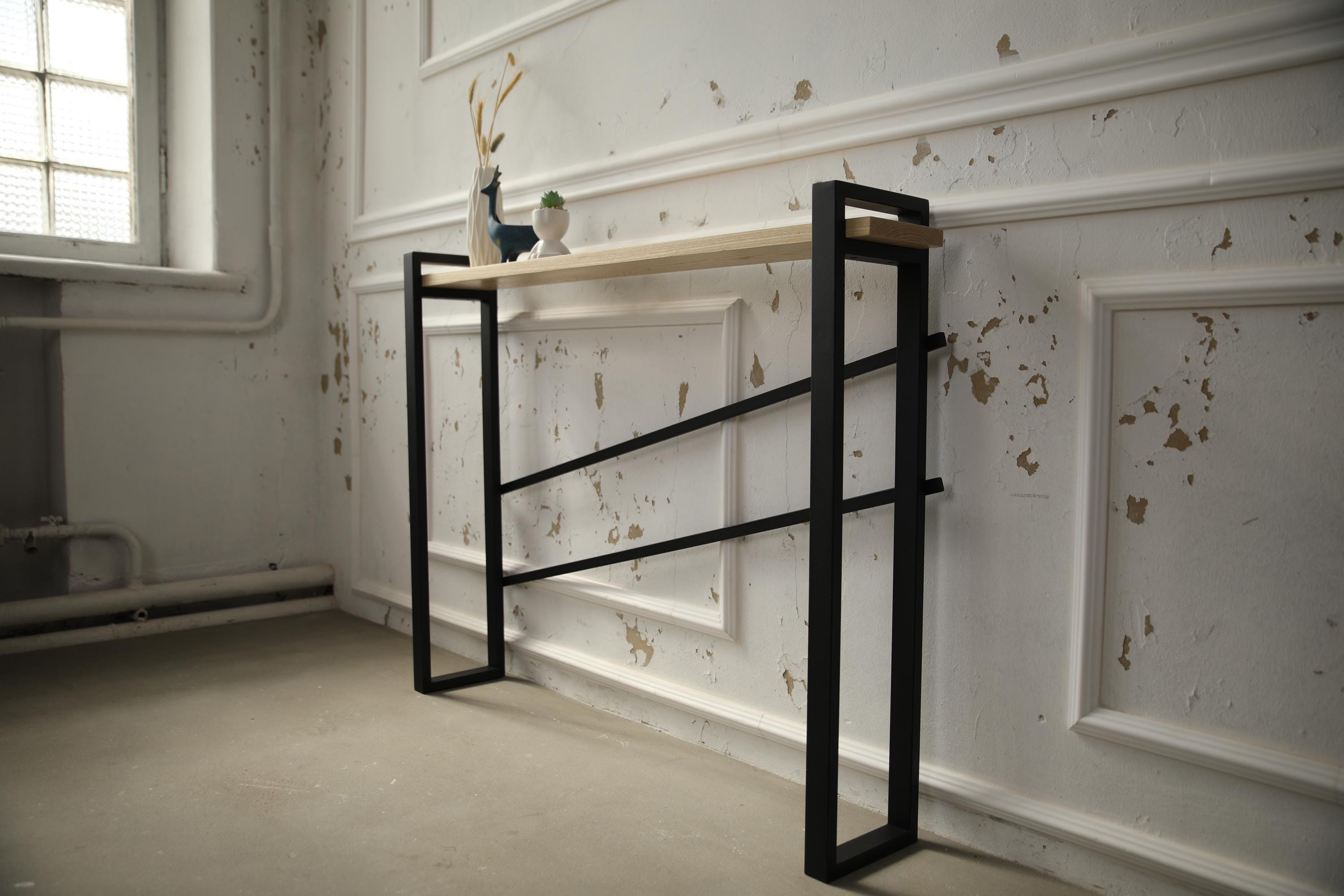 Black Console Table With Handmade Industrial Steel legs | Hallway Table | Radiator cover |Custom Sizes and Colours 70-120cm