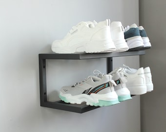 Industrial Metal Wall Mounted Shoe Rack: Entryway Organizer