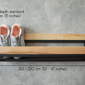 Wall Mounted Metal Shoe Rack: Reclaimed Wood Entryway Organizer image 3