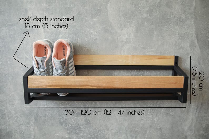 Wall Mounted Metal Shoe Rack: Reclaimed Wood Entryway Organizer image 3