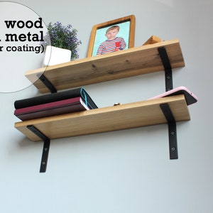 2 Set Modern Wood Floating Shelves, Custom Size Floating Shelves with Brackets, Wall Mounted, Industrial Shelf, Farmhouse Shelves
