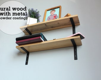 2 Set Modern Wood Floating Shelves, Custom Size Floating Shelves with Brackets, Wall Mounted, Industrial Shelf, Farmhouse Shelves