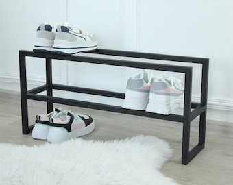 Industrial Metal Shoe Rack: Modern Entryway Organizer