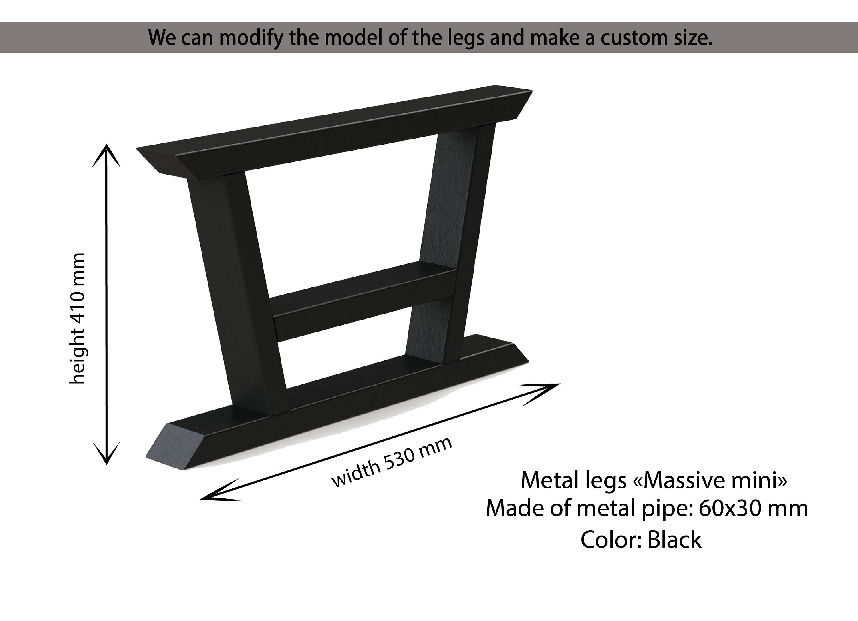 Metal Black Legs SET of 2 Custom Legs For Dining Table Etsy