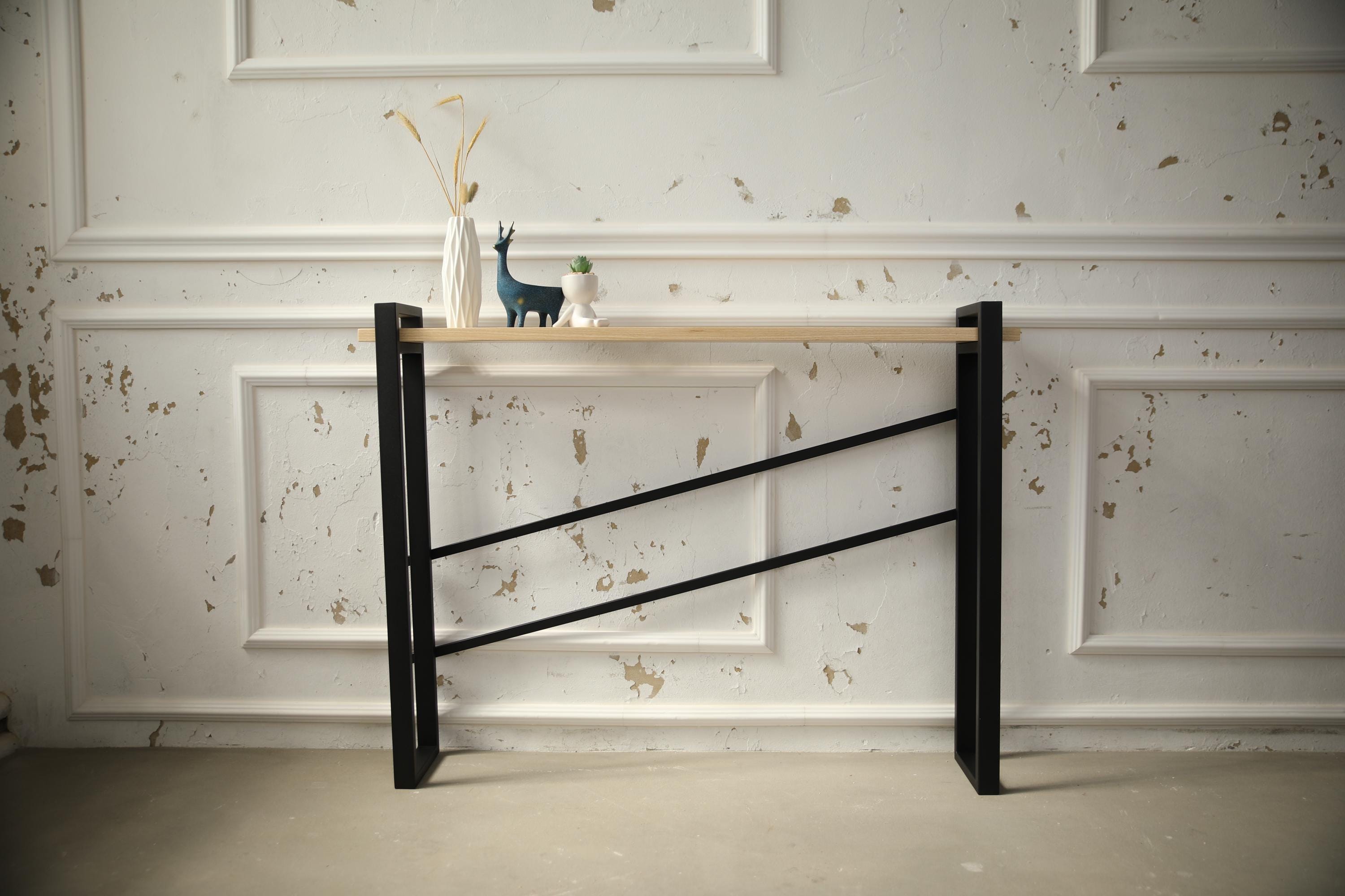 Industrial Entryway Console Table: Metal Frame, Wood Top, Customizable ...