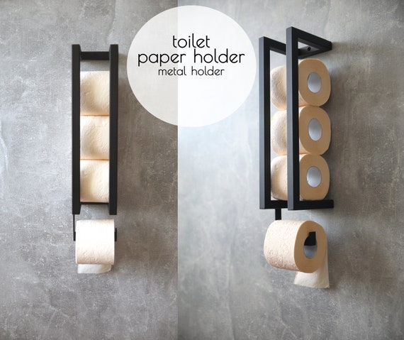 Metal Toilet Paper Holder With Shelf, Bathroom Roll Hanger