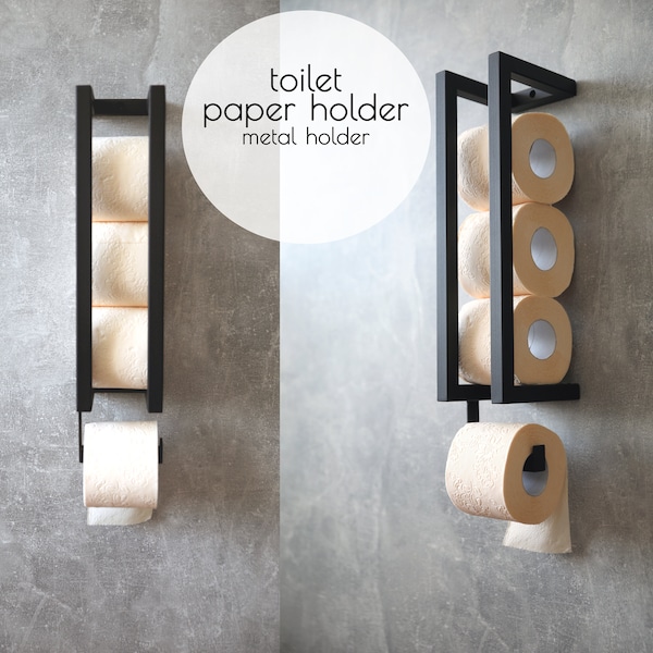 Wall Mounted Metal Toilet Paper Holder with Shelf: Bathroom Storage