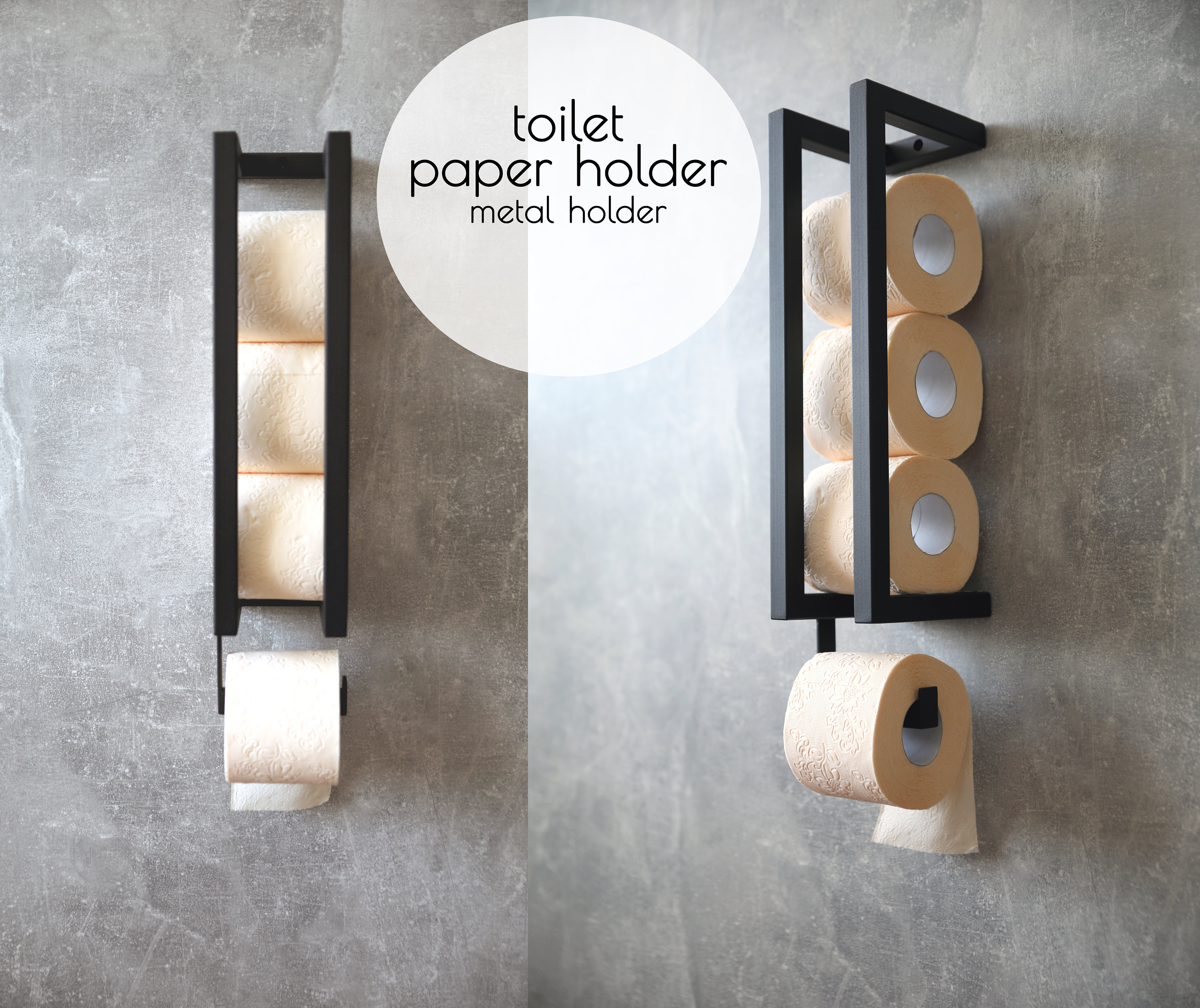 Metal Toilet Paper Holder With Shelf, Bathroom Roll Hanger