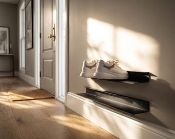 Set of Two Wall Mounted Metal Shoe Rack: Entryway Hallway Decor