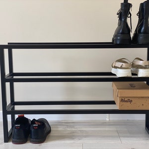 Metal Shoe Industrial 3 tier, Metal Shoe Rack, Schuhregal Modern,Minimal Shoe Rack, Entryway Organization for shoes, Metal Shoe Rack zdjęcie 1